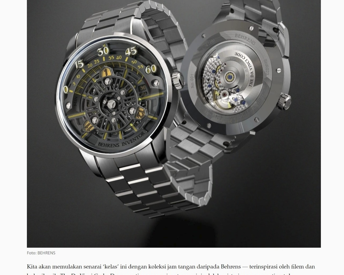 Behrens B023 "The Davinci Code" Featured in Lifestyle Asia Dec 2023