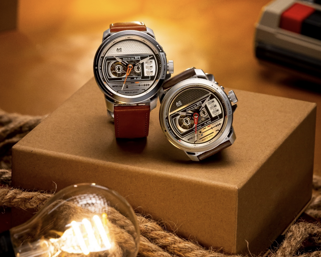 TACS Automatic Cassette,  a stunning timepiece inspired by the retro cassette tape and player.