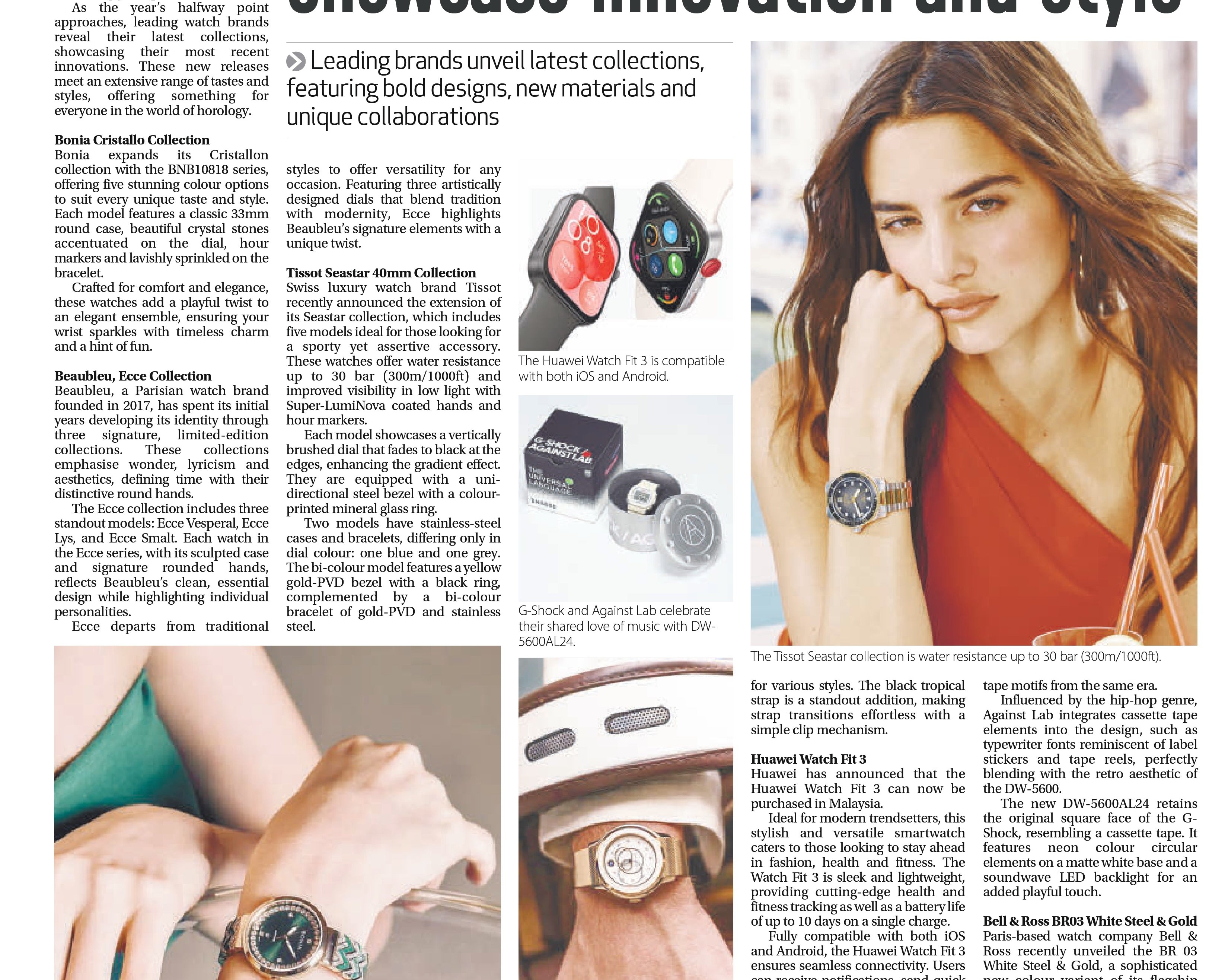Mid-year watch releases showcase innovation and style. BEAUBLEU featured in The Sun (Print) 5 June 2024
