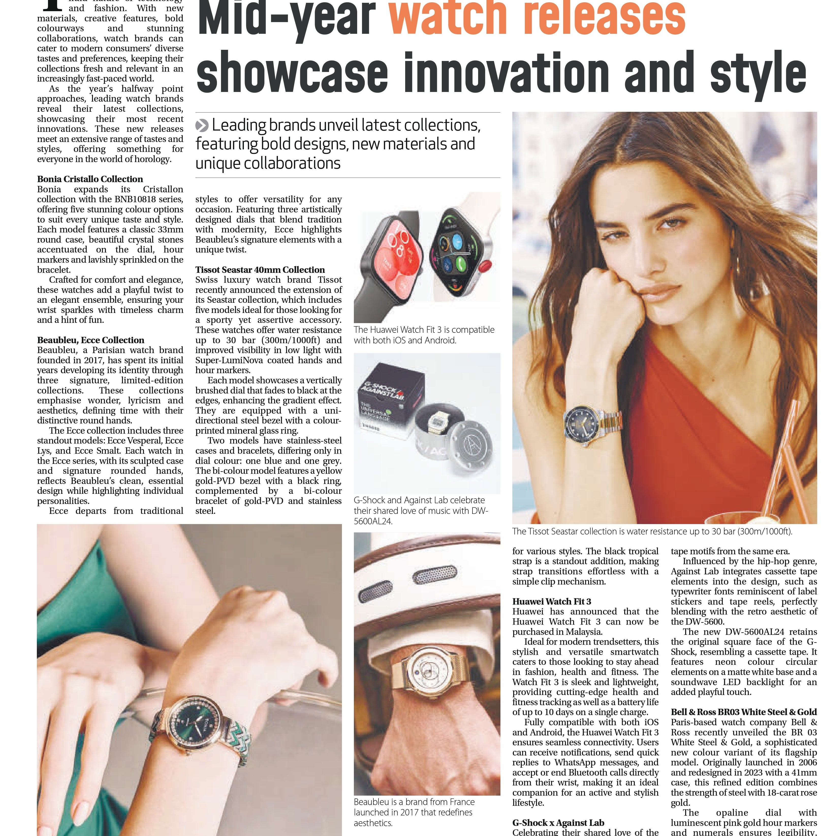 Mid-year watch releases showcase innovation and style. BEAUBLEU featured in The Sun (Print) 5 June 2024
