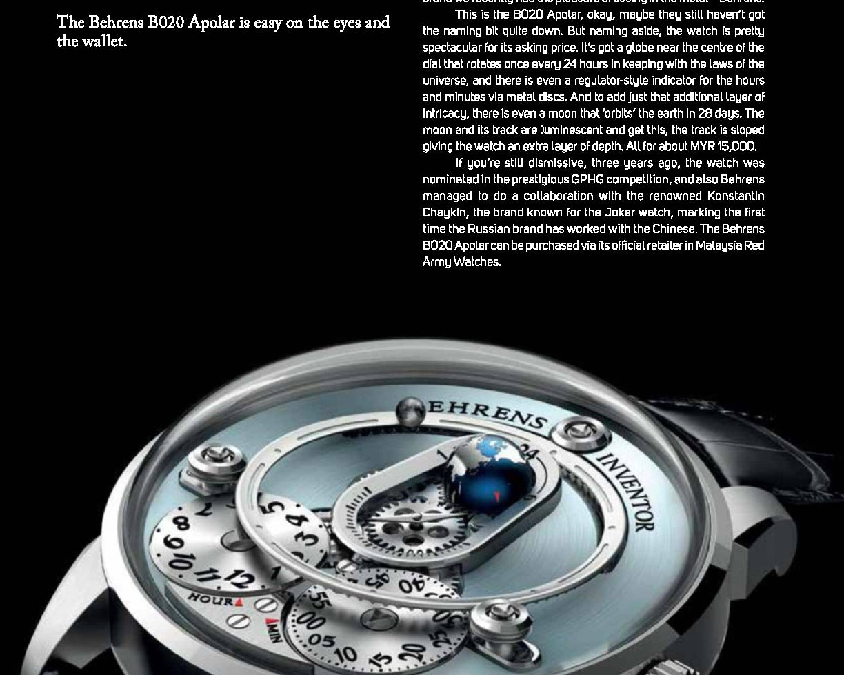 Chinese Population - BEHRENS as featured at World of Watches Sept 2023