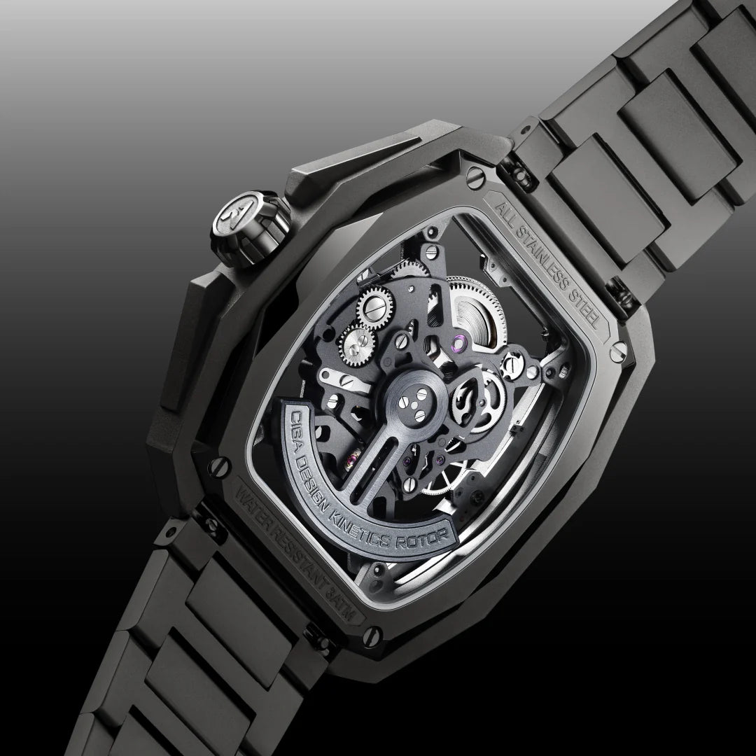 CIGA Design Z-Series Hunter Silver Skeleton Automatic Watch - Red Army Watches