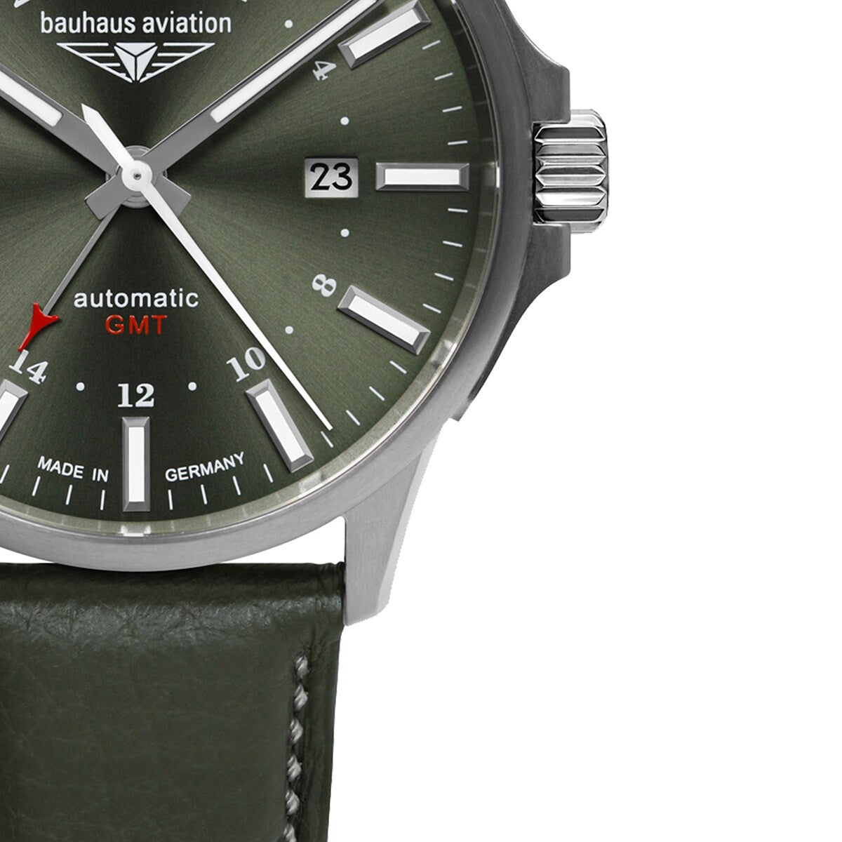 BAUHAUS AVIATION AUTOMATIC GMT WITH LEATHER STRAP - Red Army Watches