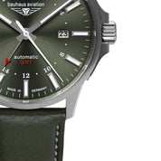BAUHAUS AVIATION AUTOMATIC GMT WITH LEATHER STRAP - Red Army Watches