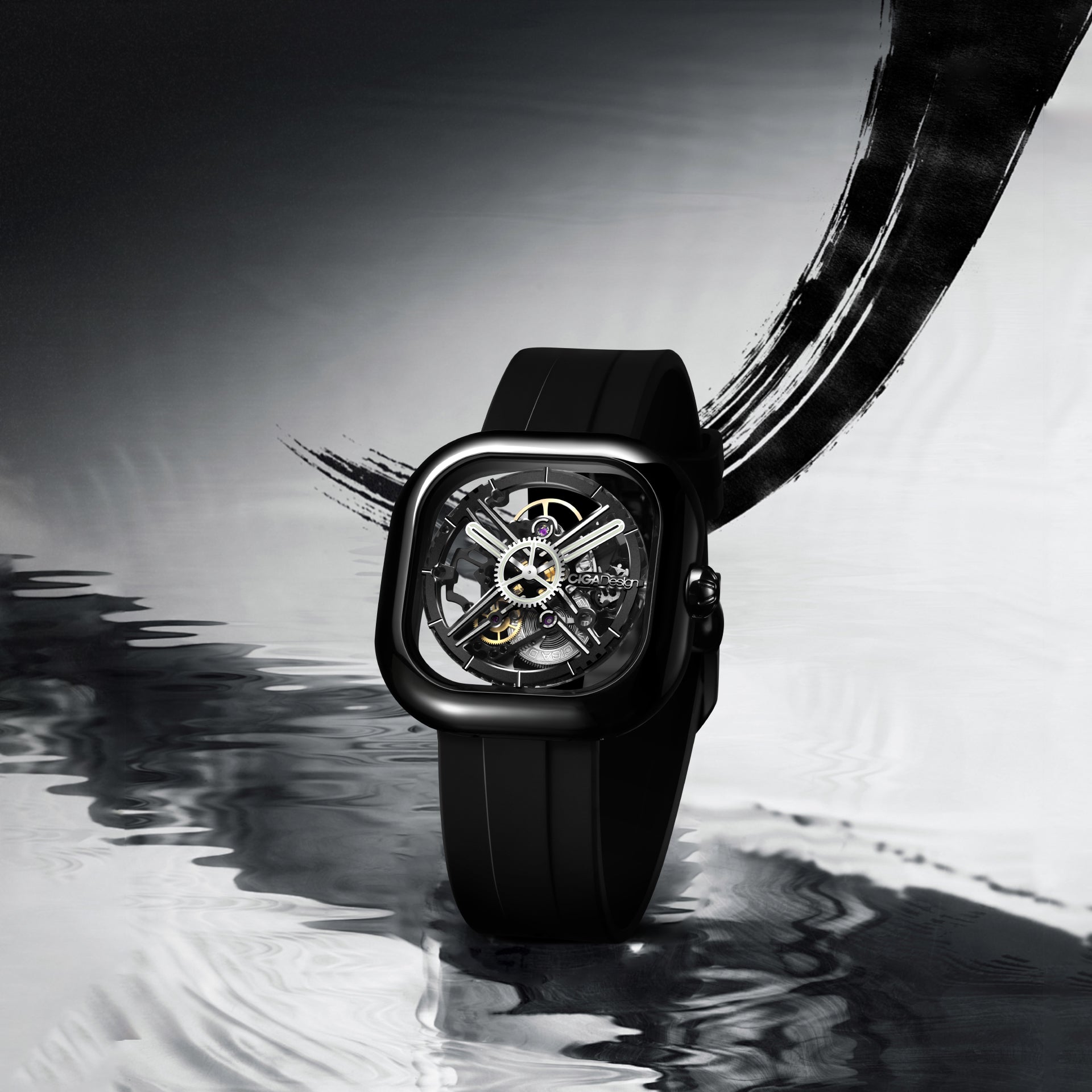 CIGA Design  Y Series · Eastern Jade - Black Mechanical Watch - Red Army Watches