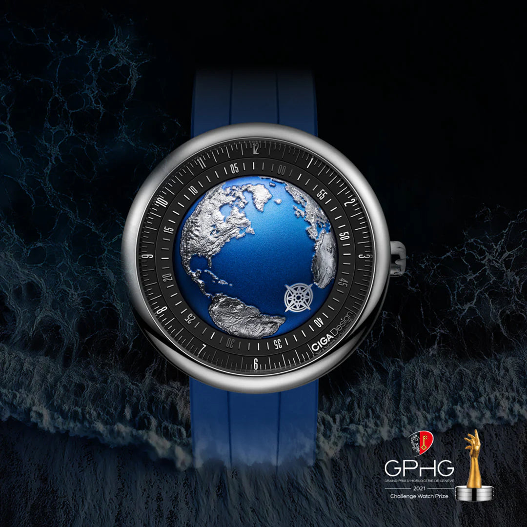 CIGA Design U-Series Blue Planet II Atlantic Titanium (46mm) - Red Army Watches