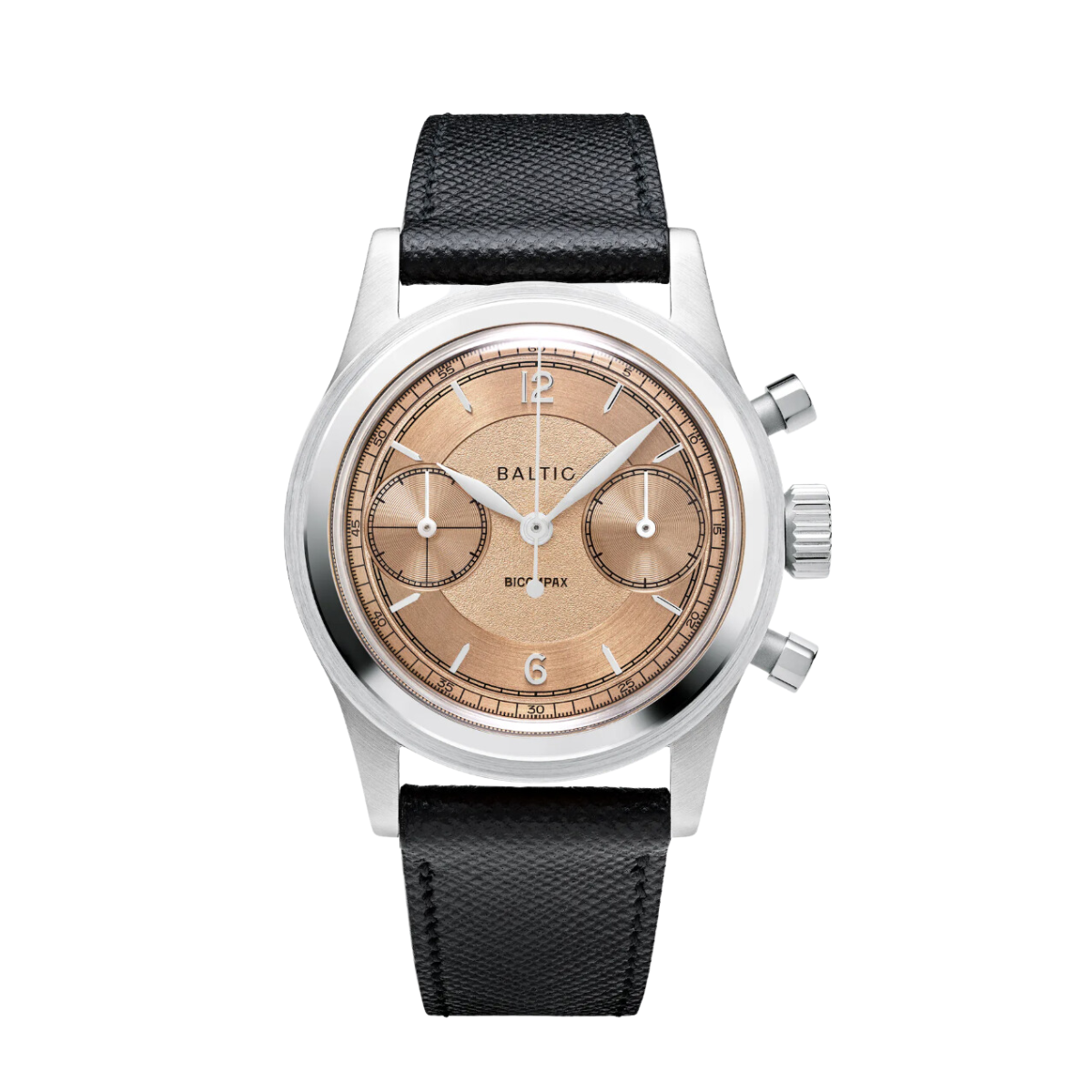 BALTIC BICOMPAX 003 SALMON (STITCHED SAFFIANO BLACK) - Red Army Watches