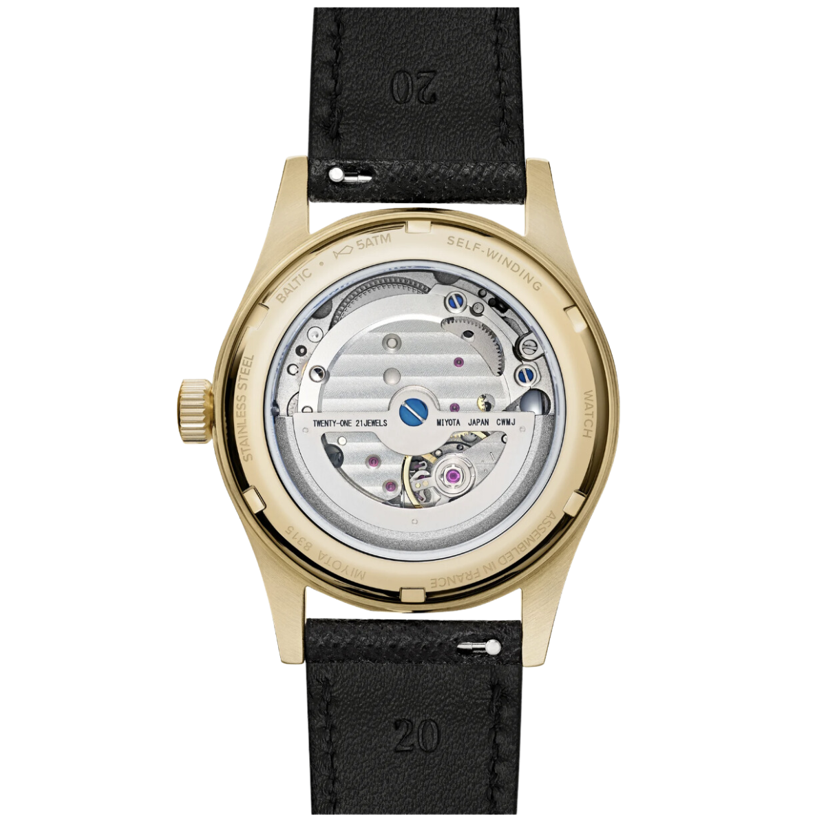 BALTIC HMS 002 GOLD PVD (BLACK SAFFIANO) - Red Army Watches