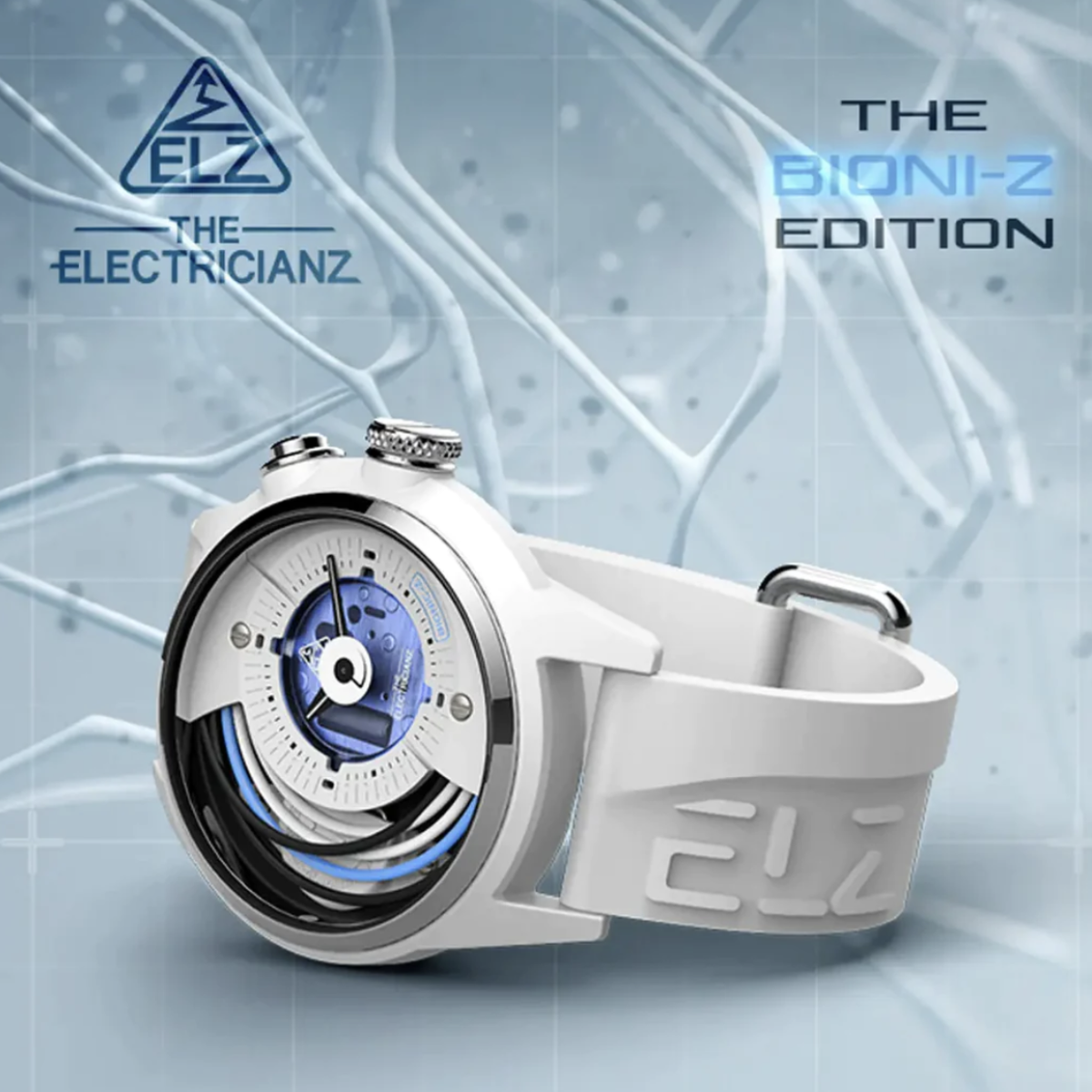 The ELECTRICIANZ Bionic Z 42mm White Rubber - Red Army Watches