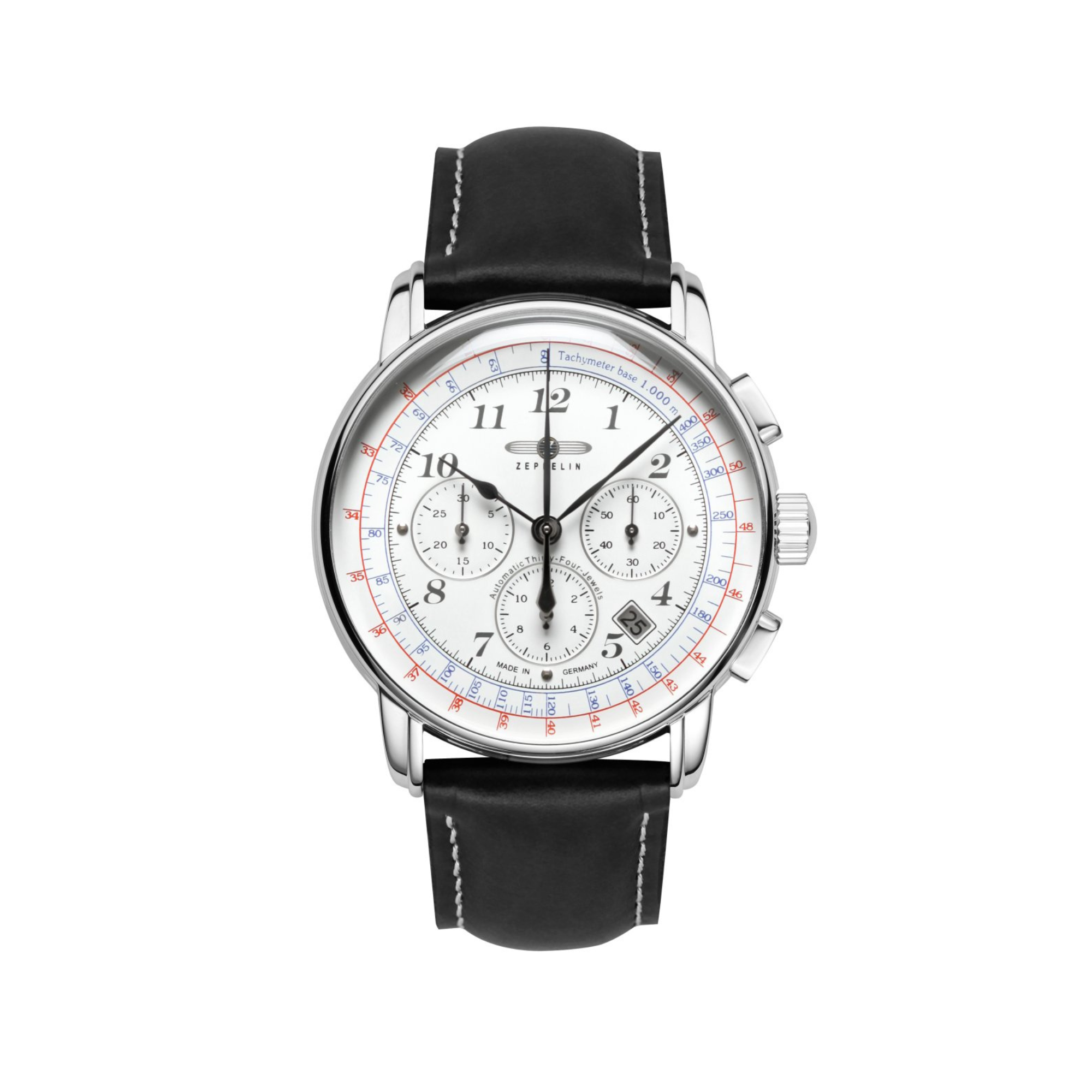 ZEPPELIN LZ126 LOS ANGELES WHITE DIAL CHRONO AUTOMATIC WATCH 7624-1 - Red Army Watches