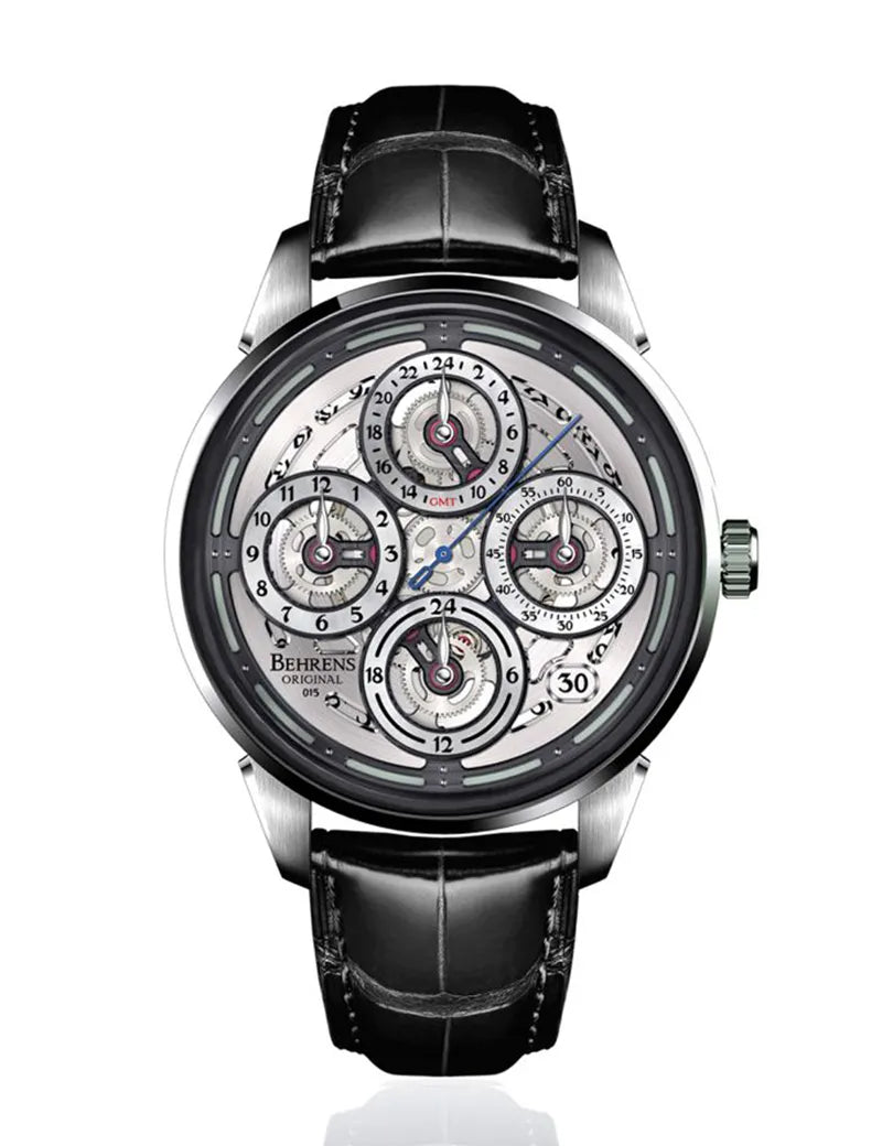 BEHRENS “NAVIGRAPH” AUTOMATIC GREY GMT - Red Army Watches