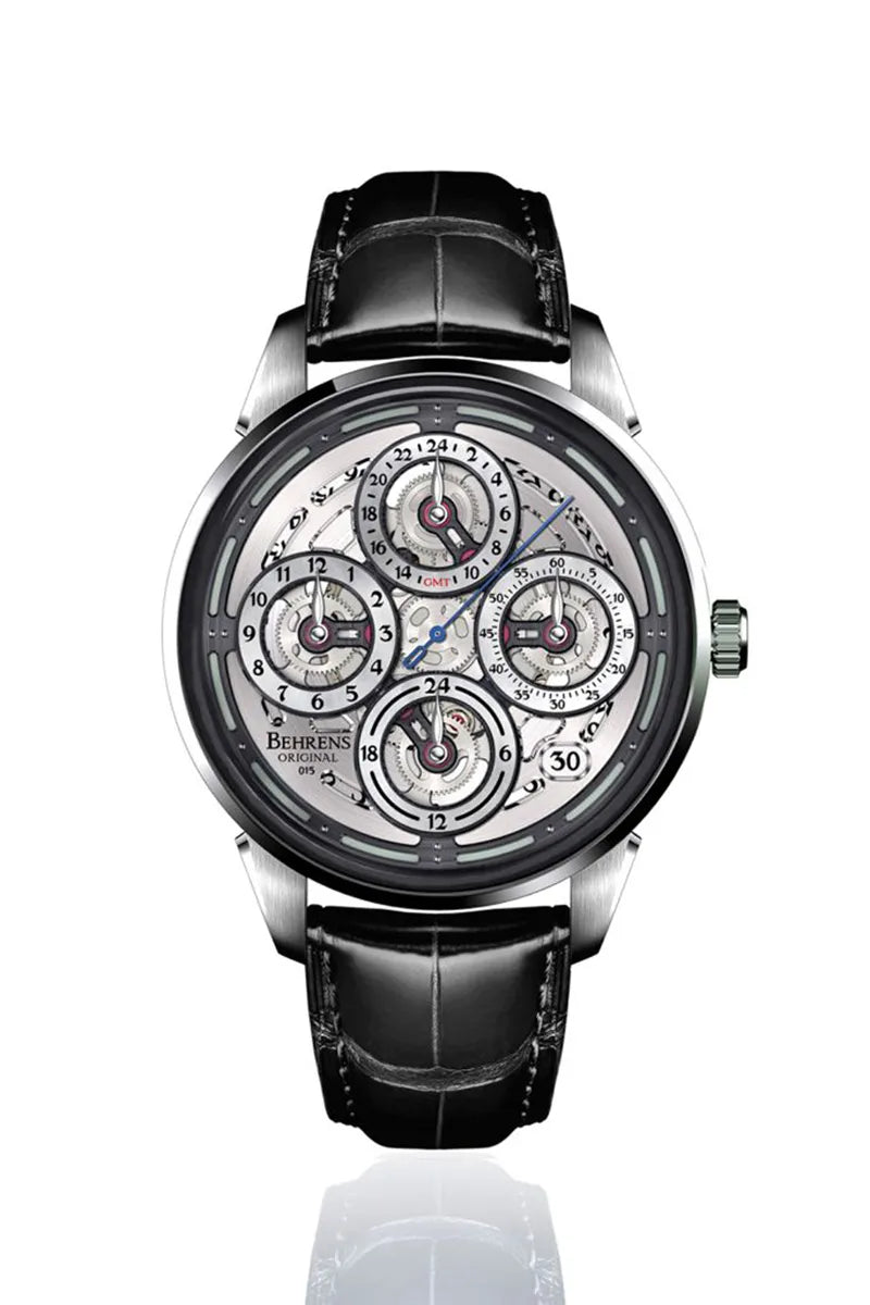 BEHRENS “NAVIGRAPH” AUTOMATIC GREY GMT - Red Army Watches