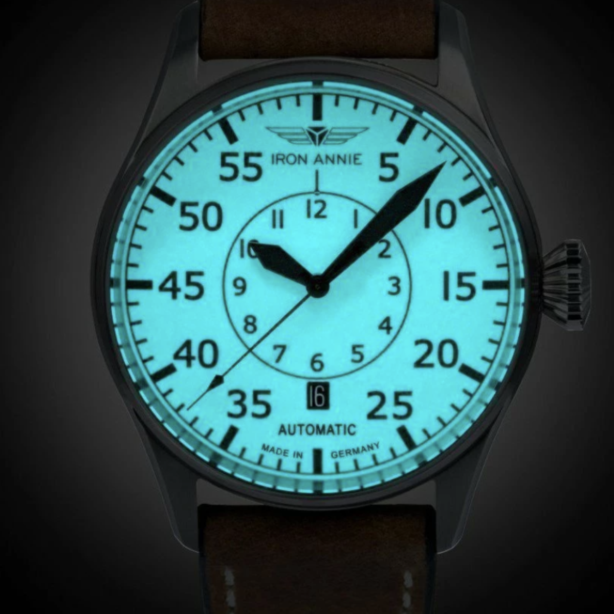 IRON ANNIE AUTOMATIC WATCH WITH DATE AND LEATHER STRAP 5156-5 - Red Army Watches