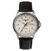 BAUHAUS AVIATION AUTOMATIC DAY-DATE WITH LEATHER STRAP - Red Army Watches