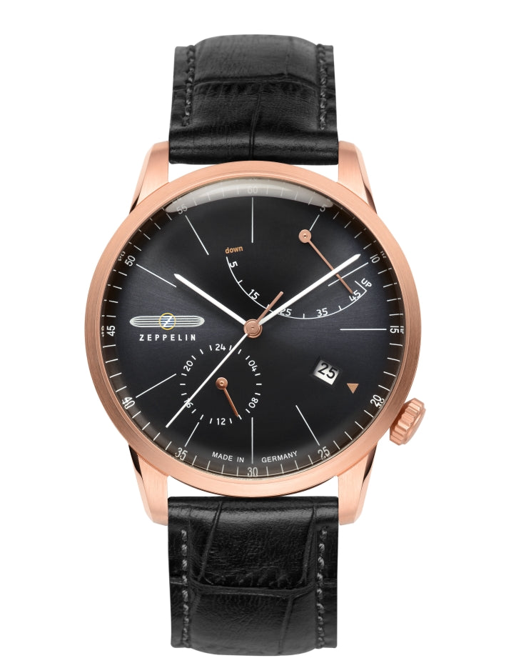 ZEPPELIN FLATLINE ANTHRACITE WITH ROSE GOLD CASE AUTOMATIC 7368-2 - Red Army Watches