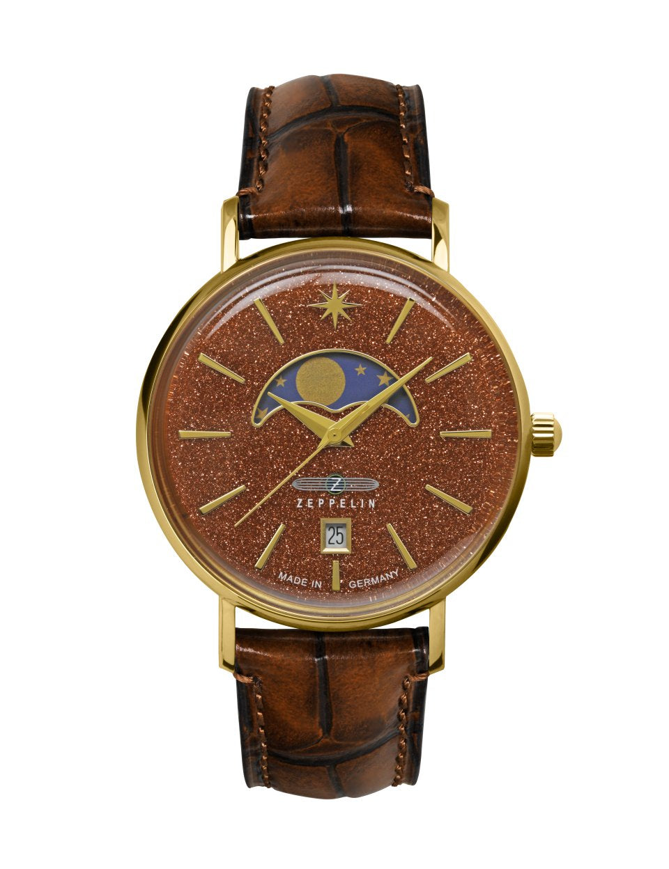 ZEPPELIN LUNA RED SANDSTONE DIAL QUARTZ 8139-5 - Red Army Watches