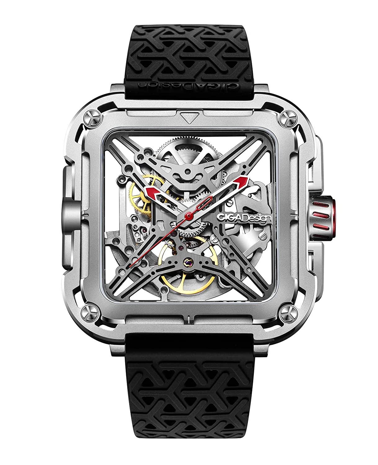 CIGA Design X-Series Stainless Steel Silver Mechanical Skeleton Watch - Red Army Watches