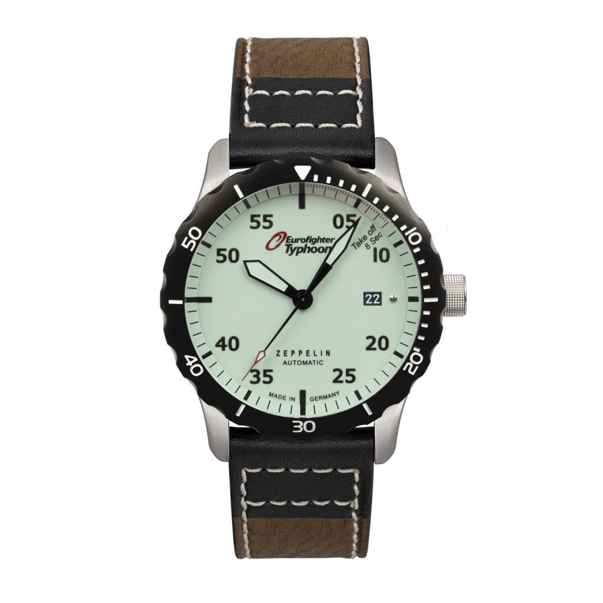 ZEPPELIN MEN'S AUTOMATIC WATCH WITH DATE AND LEATHER STRAP - Red Army Watches