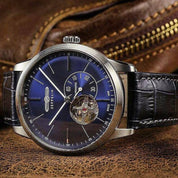ZEPPELIN MEN'S AUTOMATIC WATCH WITH OPEN HEART AND LEATHER STRAP - Red Army Watches