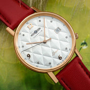 ZEPPELIN LADIES' QUARTZ WATCH WITH DATE AND VEGAN LEATHER STRAP - Red Army Watches
