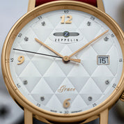 ZEPPELIN LADIES' QUARTZ WATCH WITH DATE AND VEGAN LEATHER STRAP - Red Army Watches