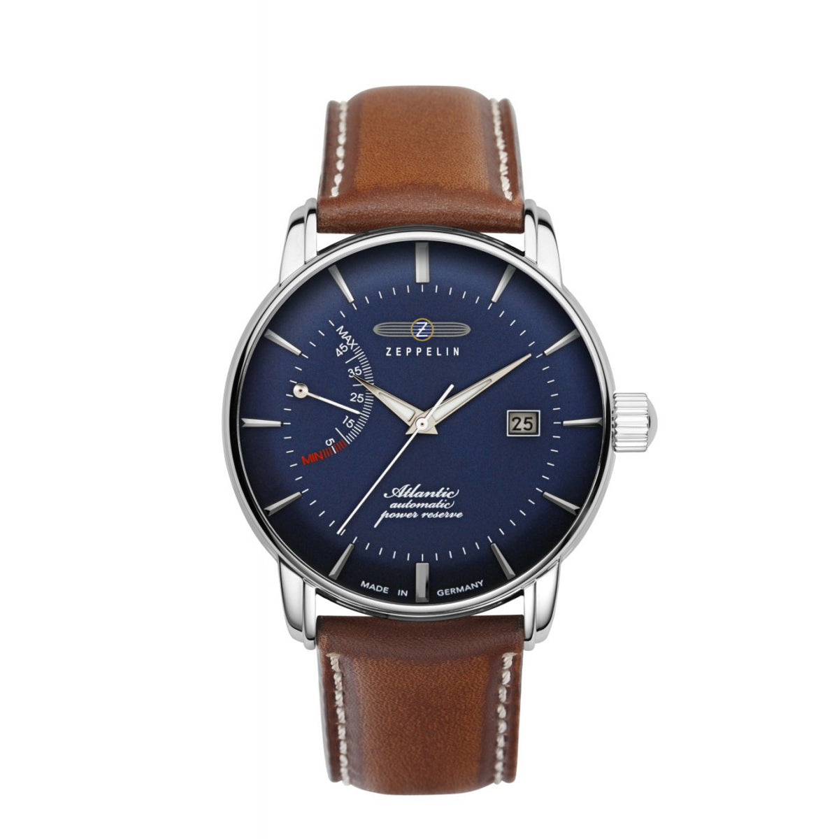 ZEPPELIN MEN'S AUTOMATIC WATCH WITH POWER RESERVE INDICATOR AND LEATHER STRAP - Red Army Watches