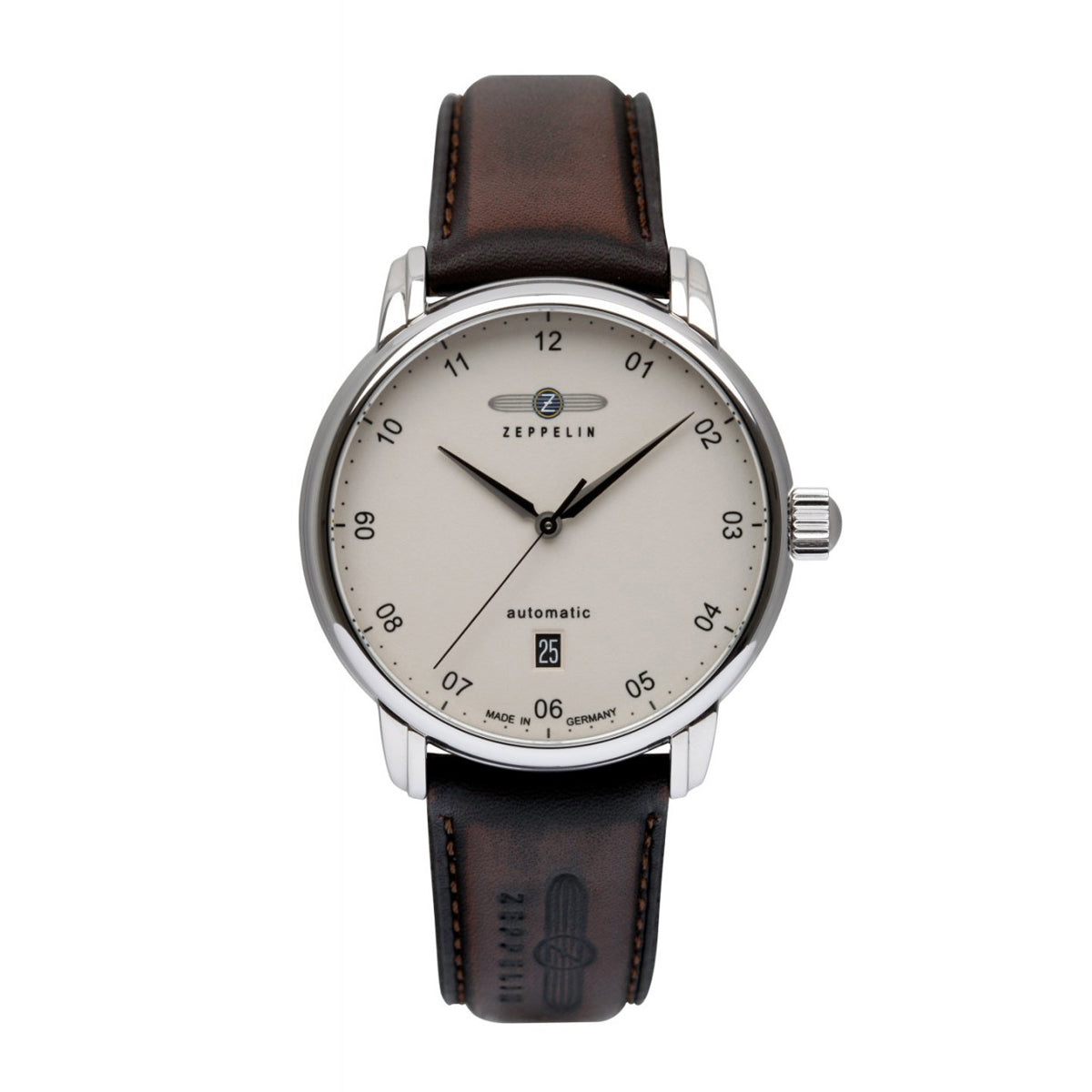 ZEPPELIN MEN'S AUTOMATIC WATCH WITH DATE AND LEATHER STRAP - Red Army Watches