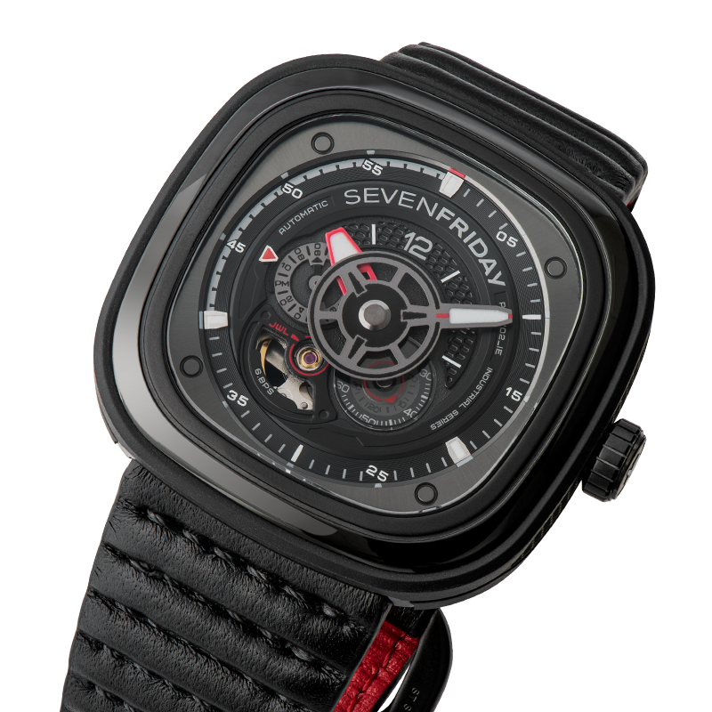 SEVENFRIDAY P3C/06 RACER III WITH LEATHER STRAP - Red Army Watches