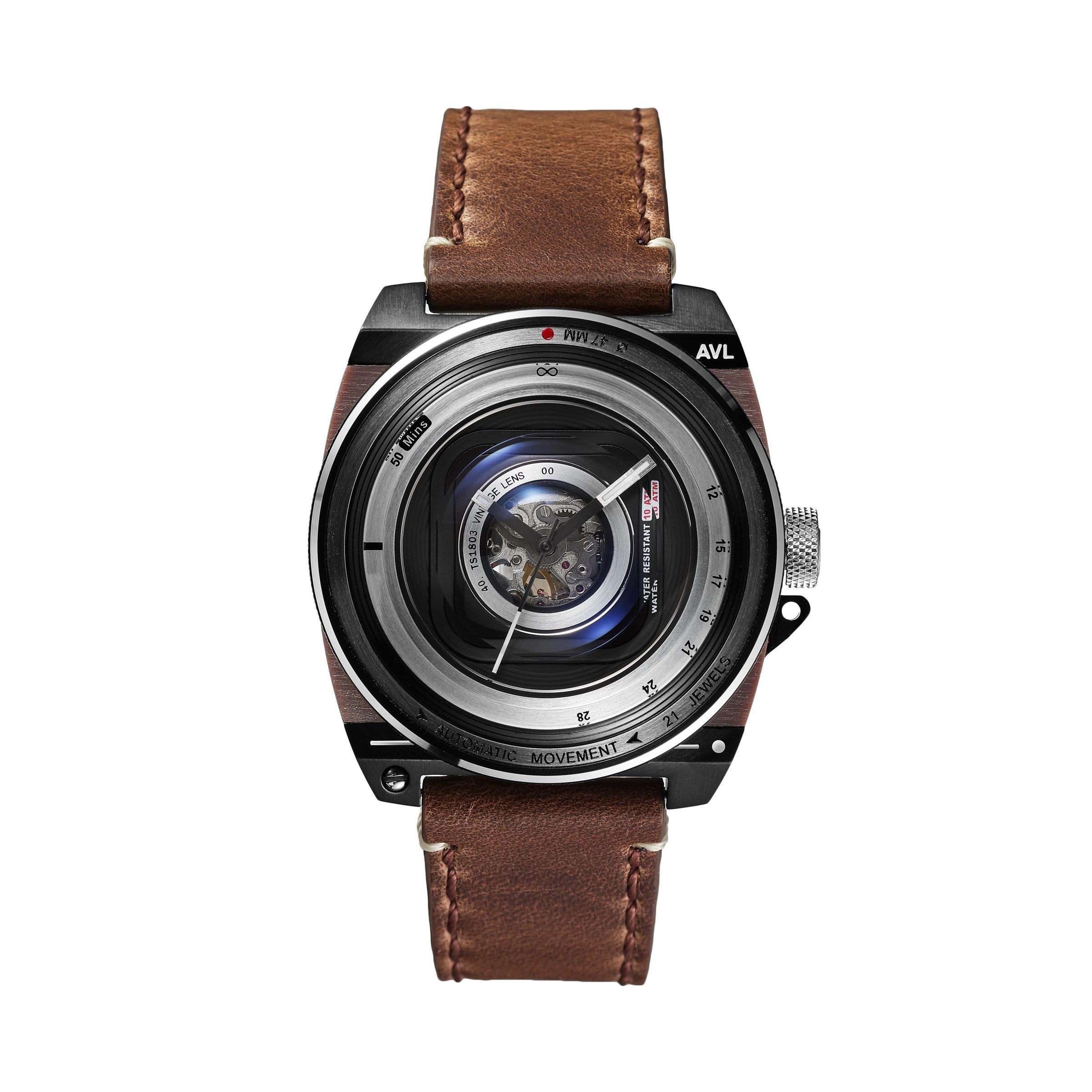 TACS Automatic Vintage Lens II - Telephoto Leather - Red Army Watches Malaysia