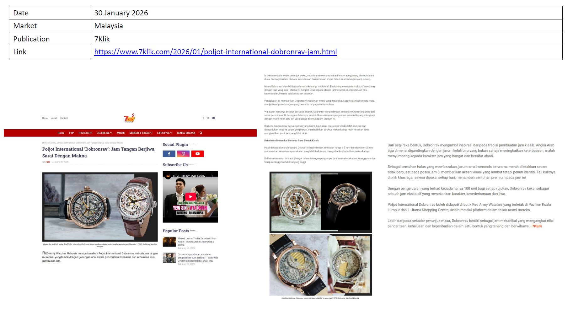 7KLIK :  Poljot International "Dobronrav" Jam Tangan Berjiwa Sarat dengan Makna