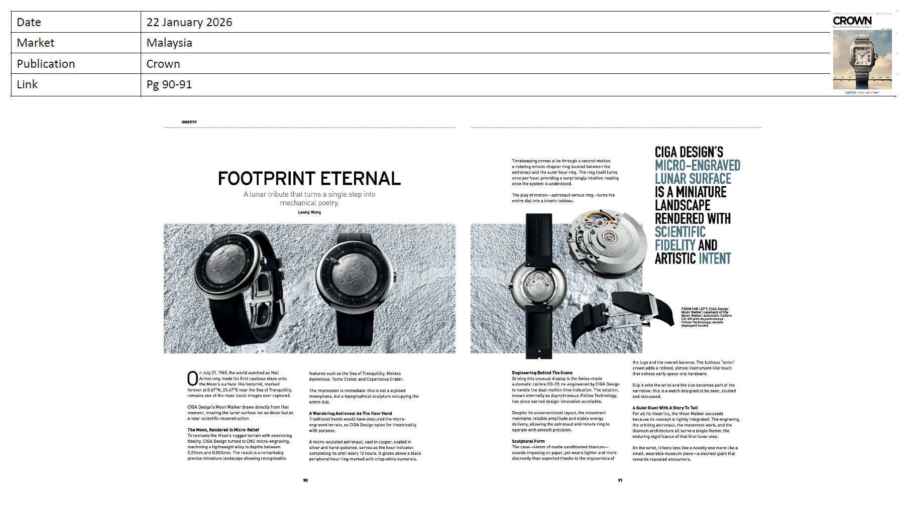 CROWN : Footprint Eternal - A lunar tribute that turns a single step into mechanical poetry