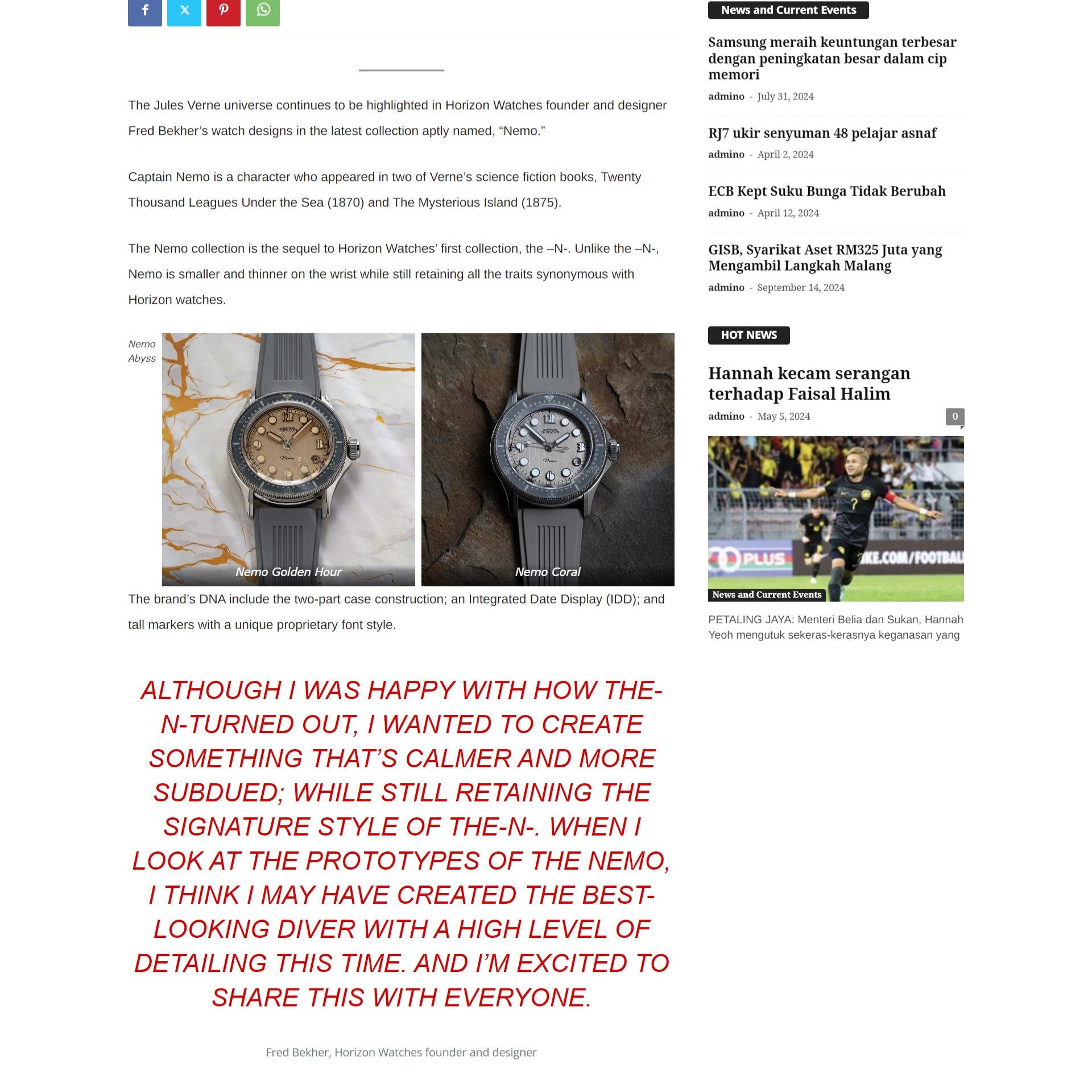 Embrace the Ocean's Essence : Explore Horizon Watches' Nemo Collection Inspired by Jules Verne's Journeys - Featured on Edisi Viral 20 Sept 2024