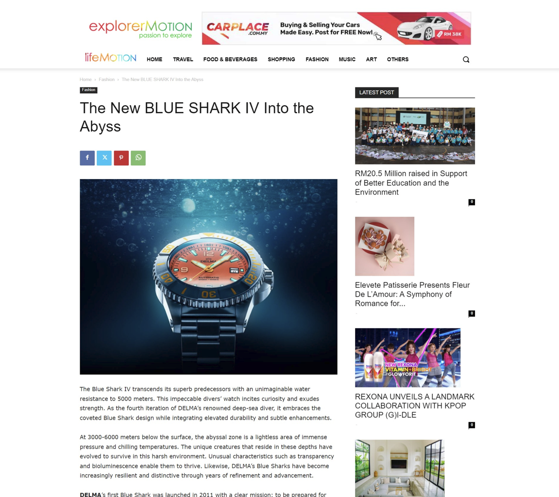 DELMA Blue Shark IV Featured in Explorer Motion on 12 Jan 2024