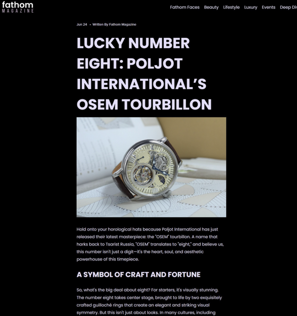 Lucky Number Eight: POLJOT INTERNATIONAL OSEM Tourbillon - featured in Fathom 24 June 2024