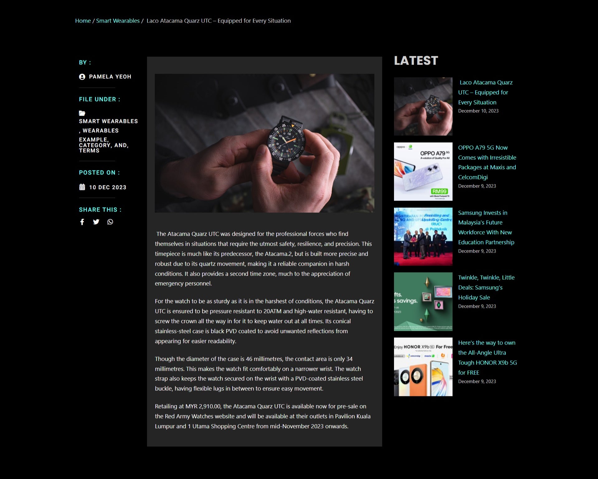 Laco Atacama Quarz UTC Featured In TechTalk 10 Dec 2023