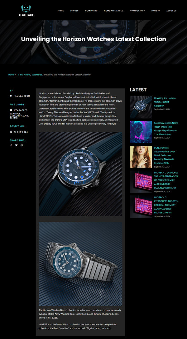 Unveiling the HORIZON Watches Latest Collection - Featured in Tech Talk 27 Sept 2024