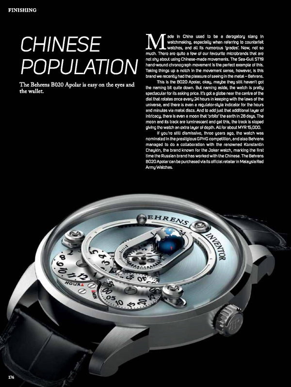 Chinese Population - BEHRENS as featured at World of Watches Sept 2023