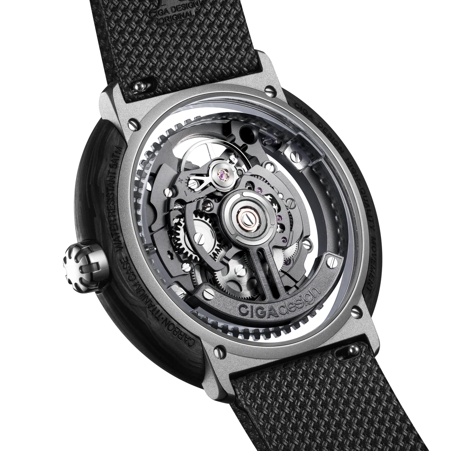 CIGA DESIGN VECTOR CARBON FIBER SKELETON WATCH - Red Army Watches 