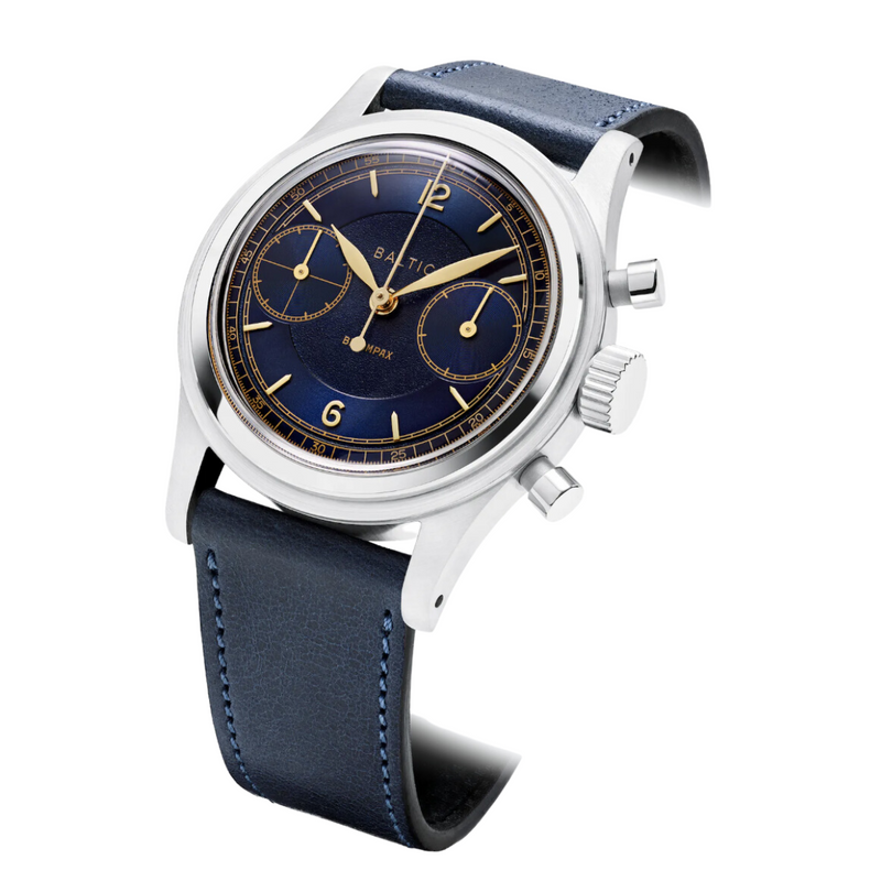 BALTIC BICOMPAX 003 BLUE GILT (STITCHED NAVY) - Red Army Watches 