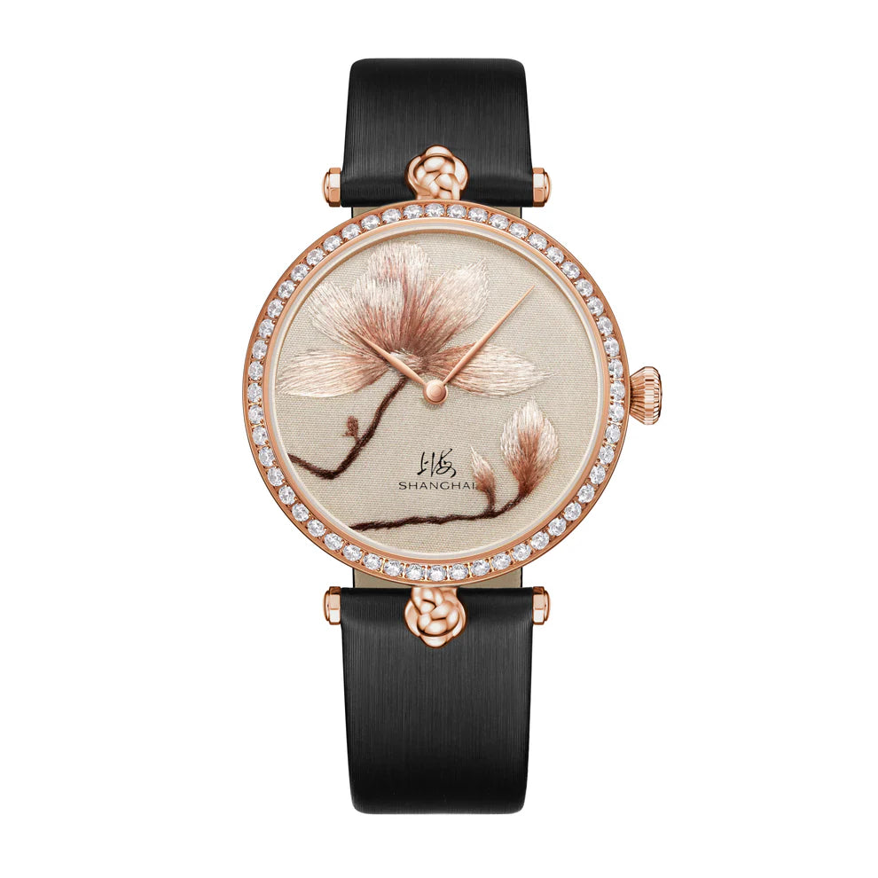 SHANGHAI MODERNE LADY MAGNOLIA WATCH BRODERIE GOLDEN 36MM - Red Army Watches 
