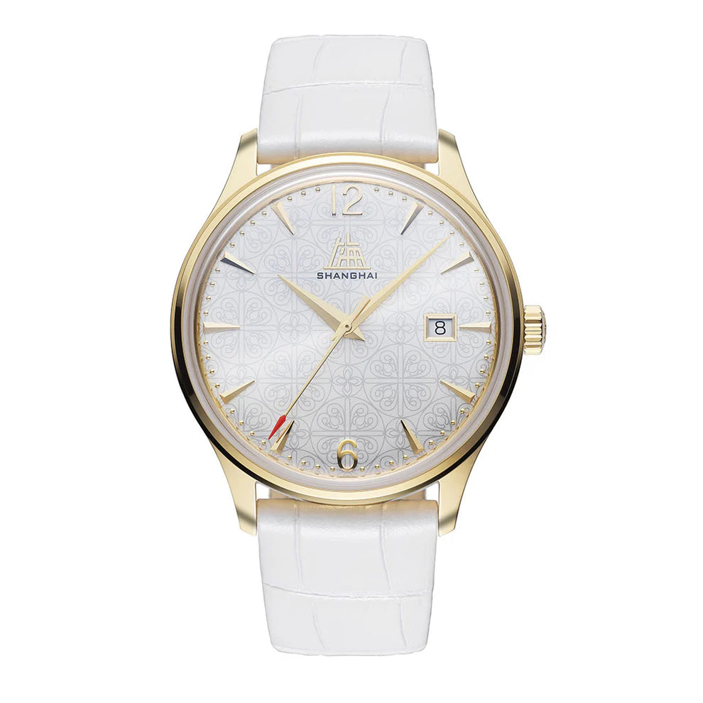 SHANGHAI PIONEER X BLOSSOMS 39MM WATCH - WHITE - Red Army Watches 