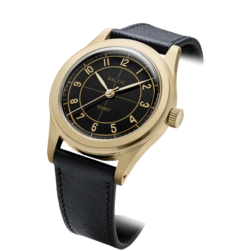 BALTIC HMS 002 GOLD PVD (BLACK SAFFIANO) - Red Army Watches 