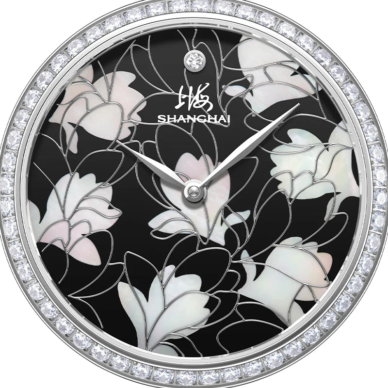 SHANGHAI MODERNE LADY MAGNOLIA WATCH BLOSSOM SILVER 36MM - Red Army Watches 