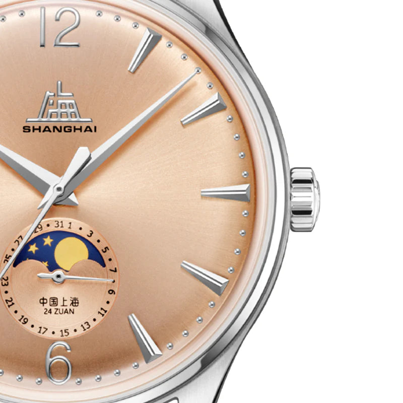 SHANGHAI PIONEER 39MM WATCH - MOONPHASE SALMON (SPECIAL EDITION) - Red Army Watches 