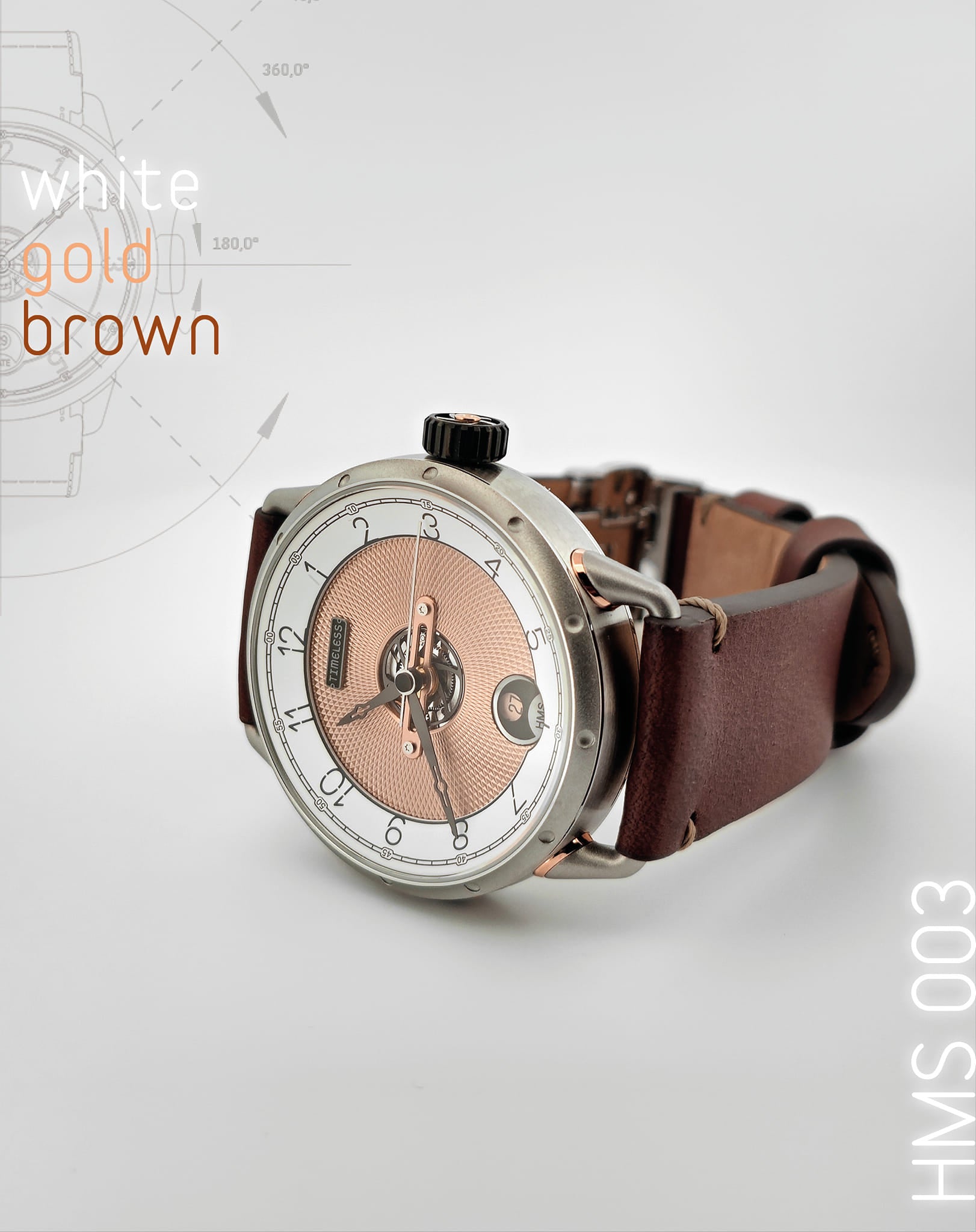 TIMELESS HMS 003 WHITE ROSE GOLD ( BR ) - Red Army Watches 