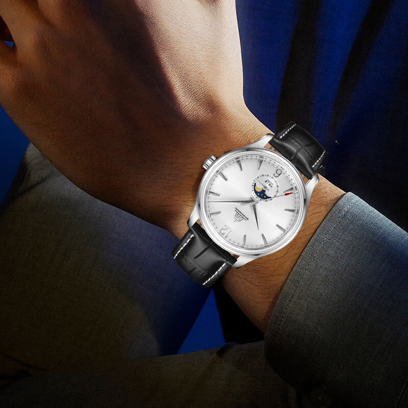 SHANGHAI PIONEER 39MM WATCH - MOONPHASE SILVER (SPECIAL EDITION) - Red Army Watches 