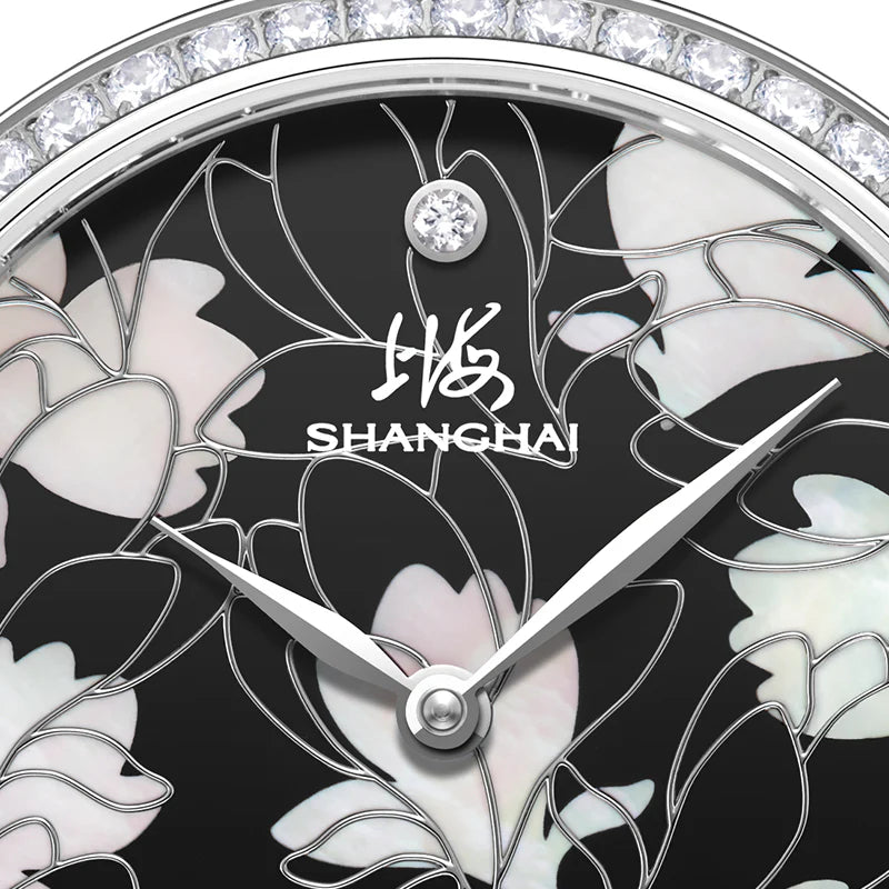 SHANGHAI MODERNE LADY MAGNOLIA WATCH BLOSSOM SILVER 36MM - Red Army Watches 
