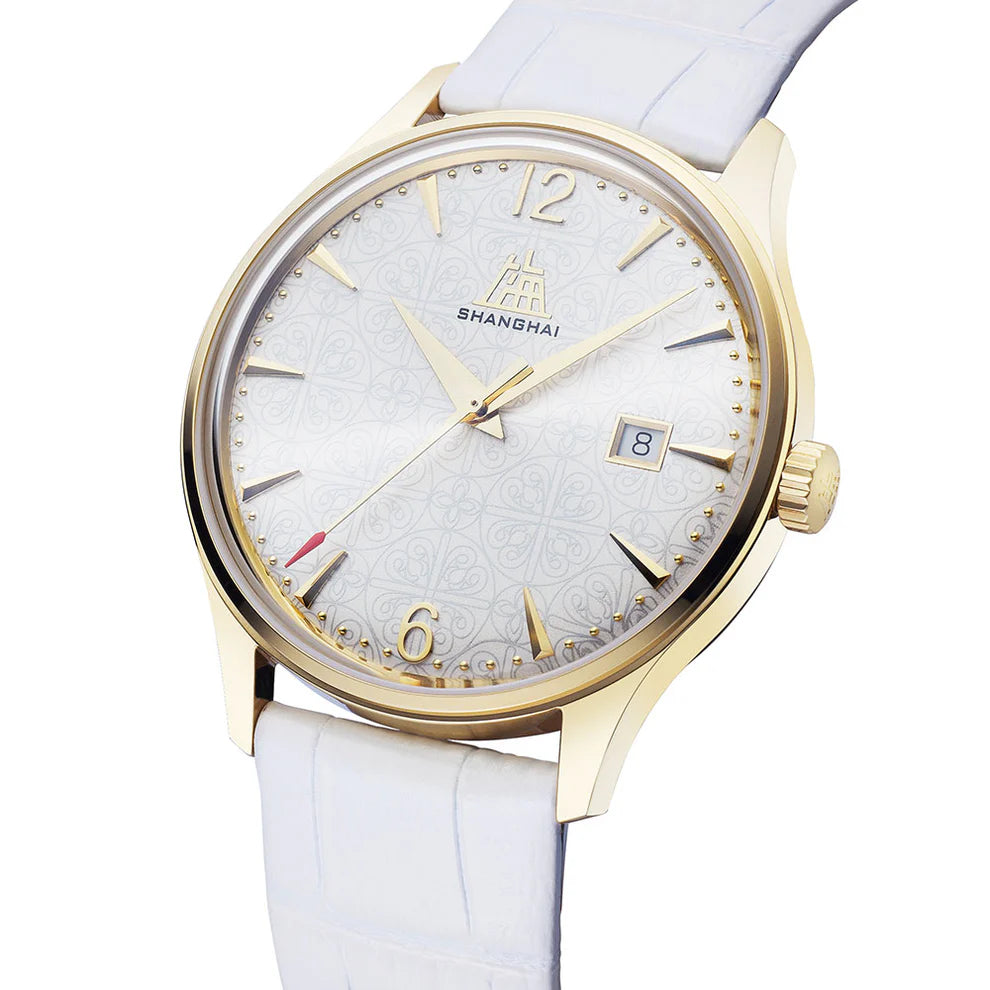SHANGHAI PIONEER X BLOSSOMS 39MM WATCH - WHITE - Red Army Watches 