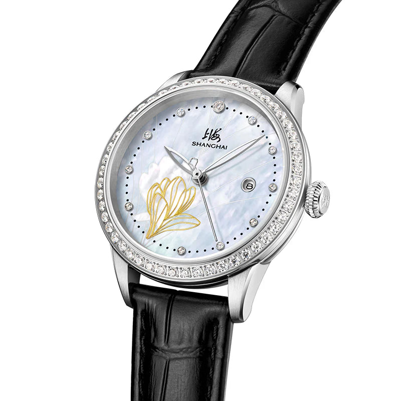 SHANGHAI MODERNE LADY MAGNOLIA WATCH WHISPER SILVER 33MM - Red Army Watches 