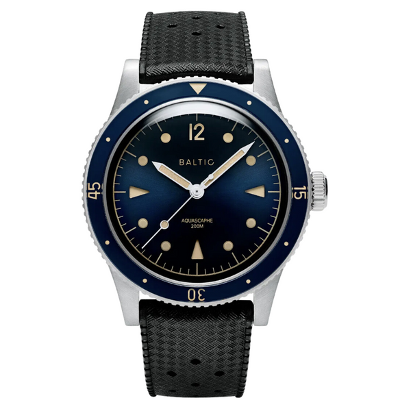 BALTIC AQUASCAPHE CLASSIC BLUE GILT (BLACK RUBBER) - Red Army Watches 